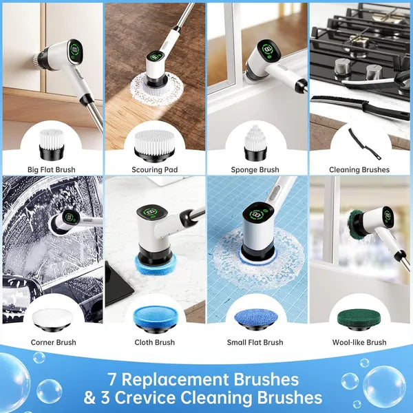 AnyClean Power Scrub Cleaner – Cordless Electric Spin Scrubber with 7 Brush Heads