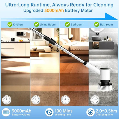 AnyClean Power Scrub Cleaner – Cordless Electric Spin Scrubber with 7 Brush Heads