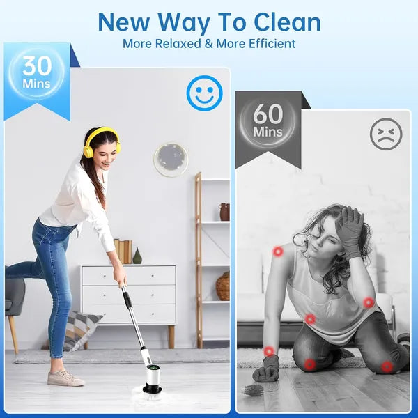 AnyClean Power Scrub Cleaner – Cordless Electric Spin Scrubber with 7 Brush Heads