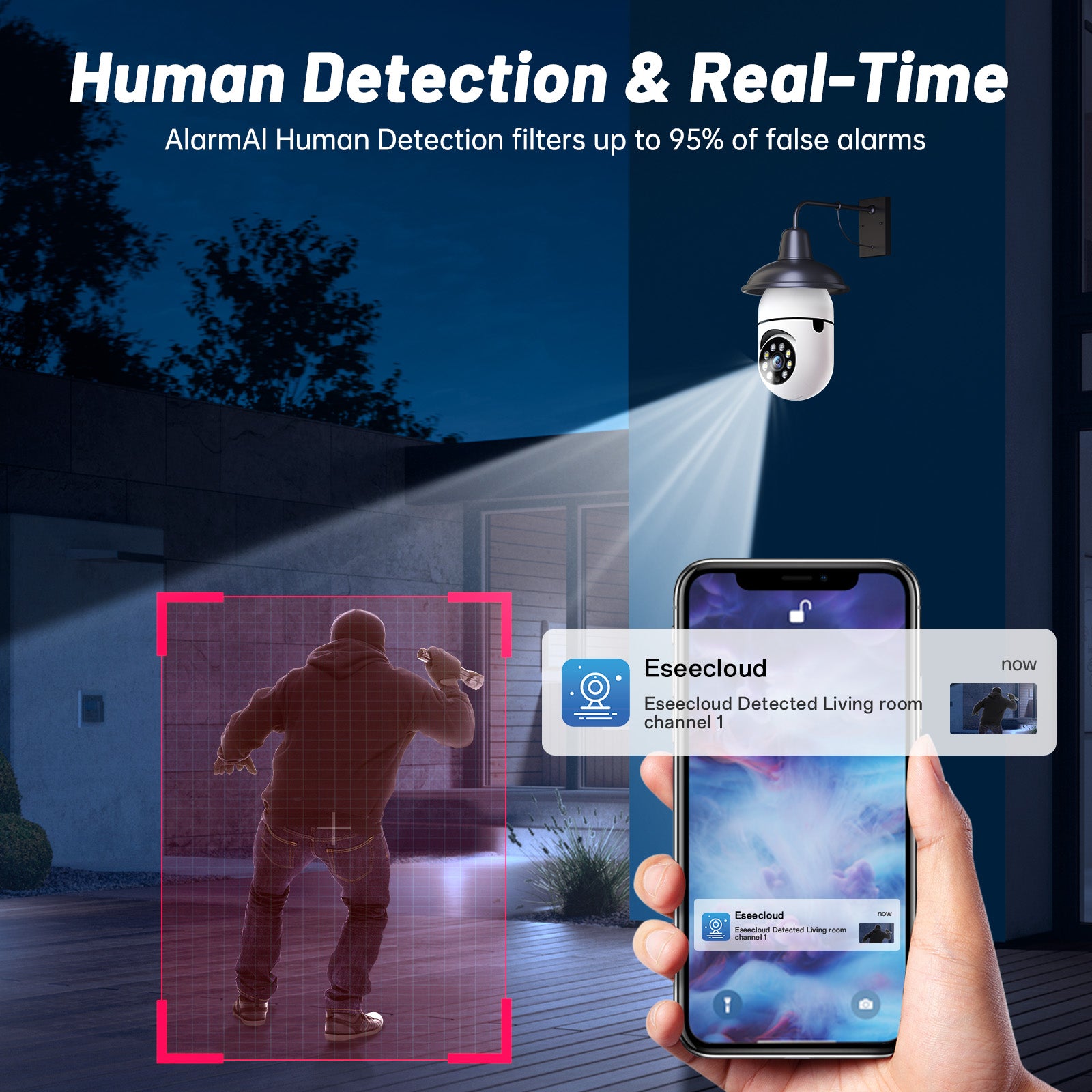 2K Smart WIFI Light Bulb Security Camera With AI Motion Tracking   2pcs Set Camera